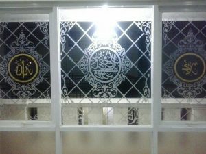 motif sticker sandblast masjid