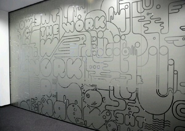 hasil pemasangan cutting sticker sandblast
