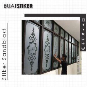 Stiker sandblast ornamen mushola